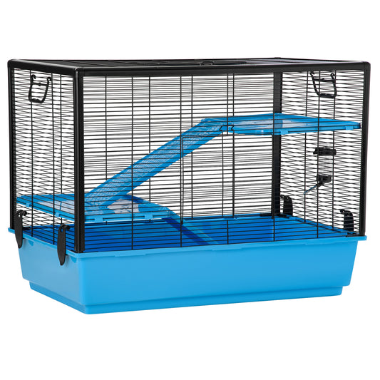 3-Tier Hamster Cage, Guinea Pig Cage, Pet Chinchillas Play House Indoor with Accessories Food Dish Water Bottle, Ramps, 31.5"x19"x 23", Light Blue