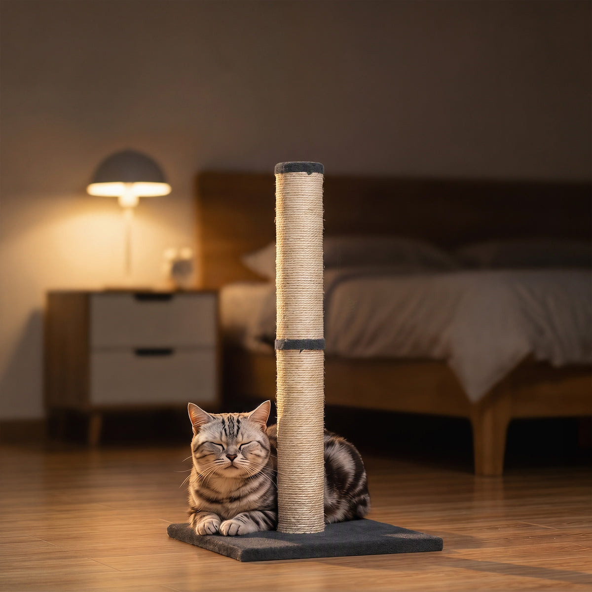 Cat Scratching Post, 80cm Tall Cat Scratch Post with Sisal Rope, Plush Base, Lightweight Claw Scratcher for Indoor Kittens, Dark Grey