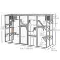 Load image into Gallery viewer, Catio, Large Outdoor Cat Enclosure with Cat Condos, Platforms, Ladders, Doors, Weather-Resistant Roof, Wooden Cat Cage for 1-4 Cats, Grey
