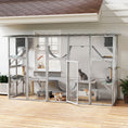 Load image into Gallery viewer, Catio, Large Outdoor Cat Enclosure with Cat Condos, Platforms, Ladders, Doors, Weather-Resistant Roof, Wooden Cat Cage for 1-4 Cats, Grey
