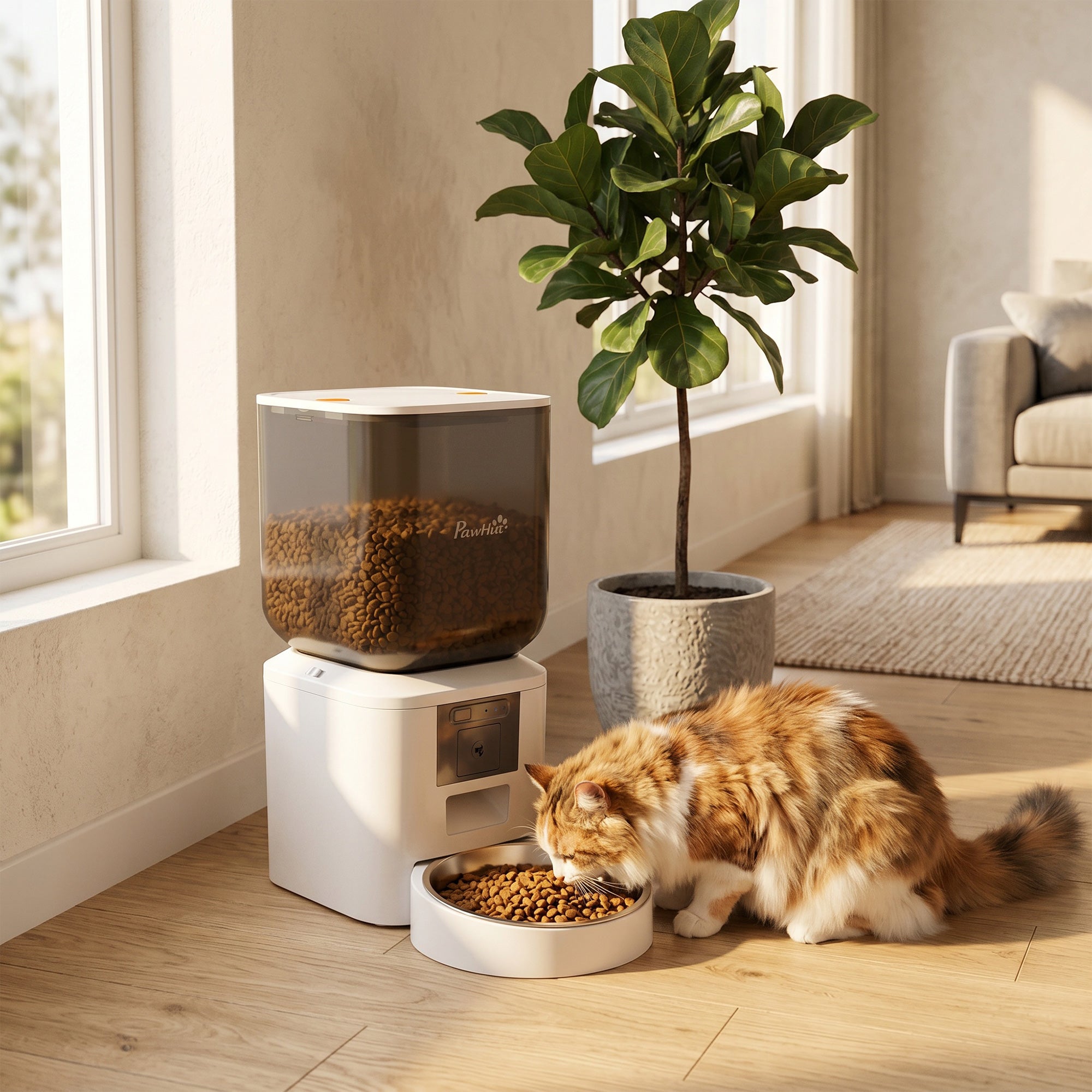 Automatic Cat Feeder with Camera, 2.4G WiFi, Smart APP Control 8L Extra Large Pet Feeder 1-10 Meals with 2-Way Audio, Night Vision, Anti-Clogging, 10s Meal Call Back, Dual Power Supply