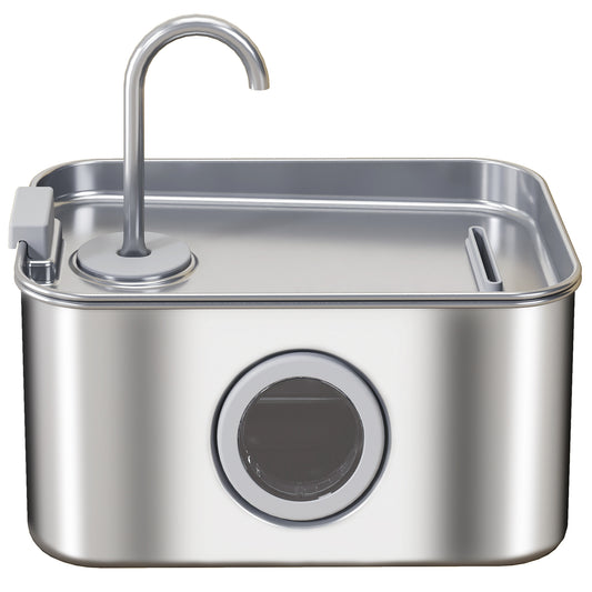 Cat Water Fountain for Drinking, 3.2L Stainless Steel Cat Fountain, Ultra-Silent, Automatic, Visible Water-Level, for Kittens, Dogs and Other Pets