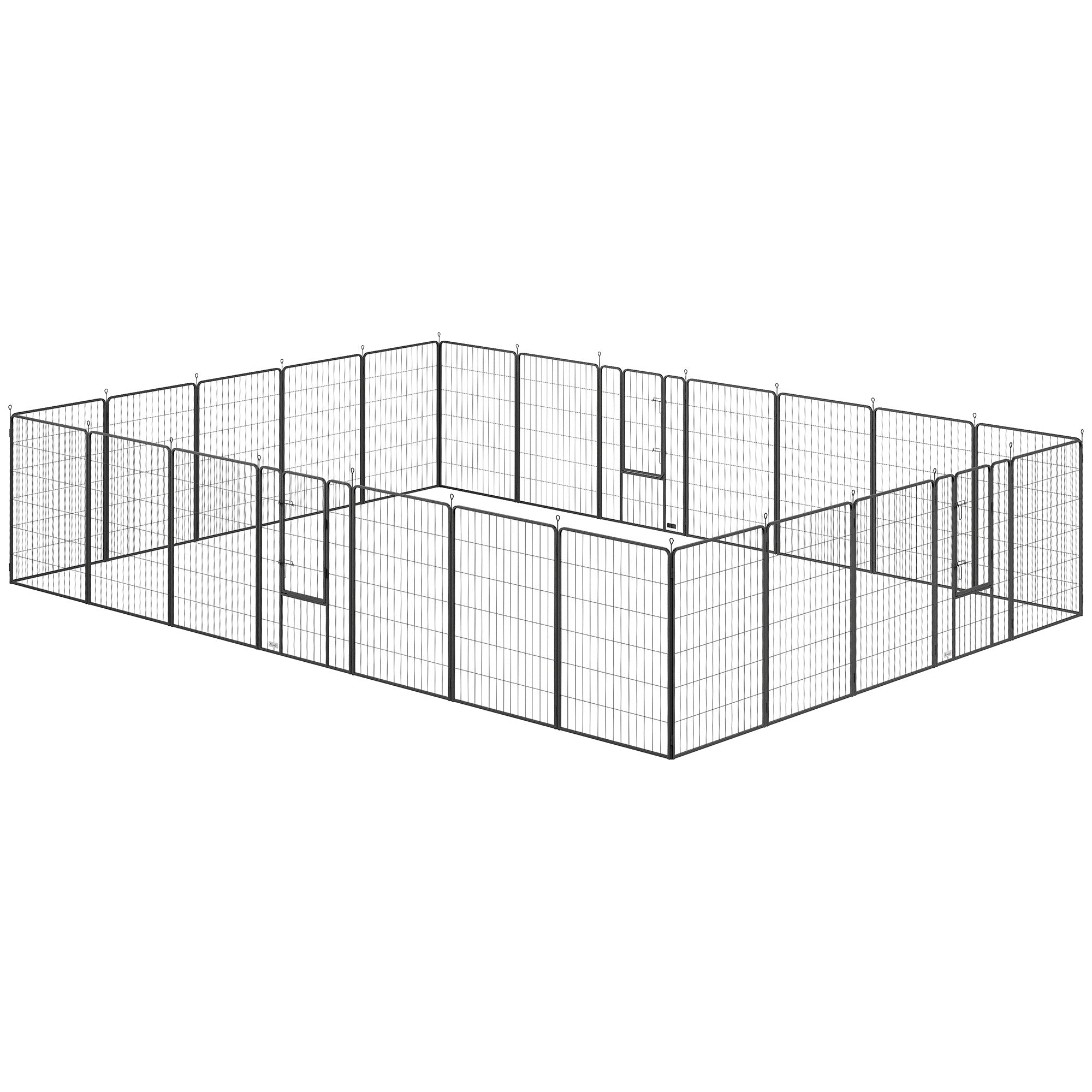 Dog Playpen, 44.5" H 24 Panels 63'L Puppy Playpen Exercise Pen Rust-resistant with Lockable Door for Indoor Outdoor, DIY Shape 220 sq.ft Pet Fence for Small to Large Dogs, for RV Camping Yard