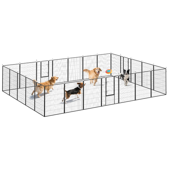 Dog Playpen, 44.5" H 24 Panels 63'L Puppy Playpen Exercise Pen Rust-resistant with Lockable Door for Indoor Outdoor, DIY Shape 220 sq.ft Pet Fence for Small to Large Dogs, for RV Camping Yard