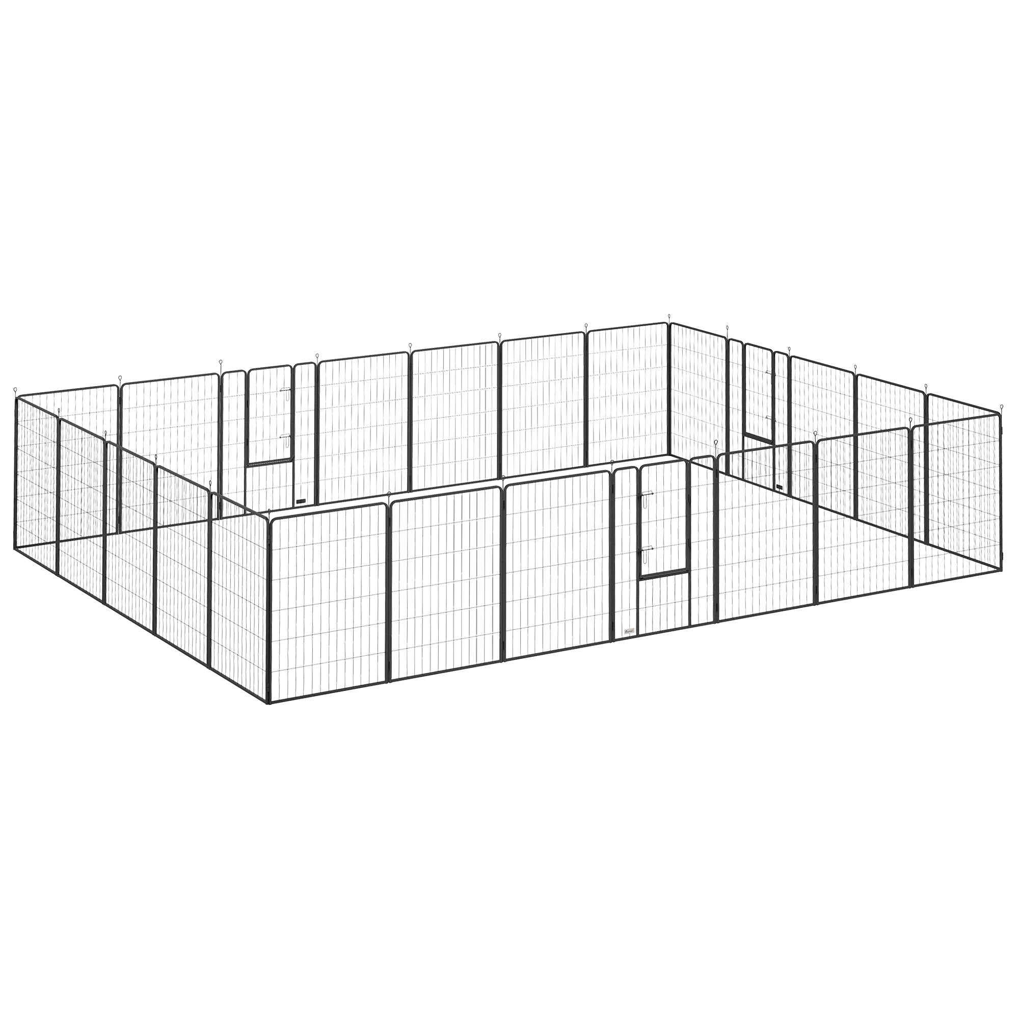 Dog Playpen, 44.5" H 24 Panels 63'L Puppy Playpen Exercise Pen Rust-resistant with Lockable Door for Indoor Outdoor, DIY Shape 220 sq.ft Pet Fence for Small to Large Dogs, for RV Camping Yard