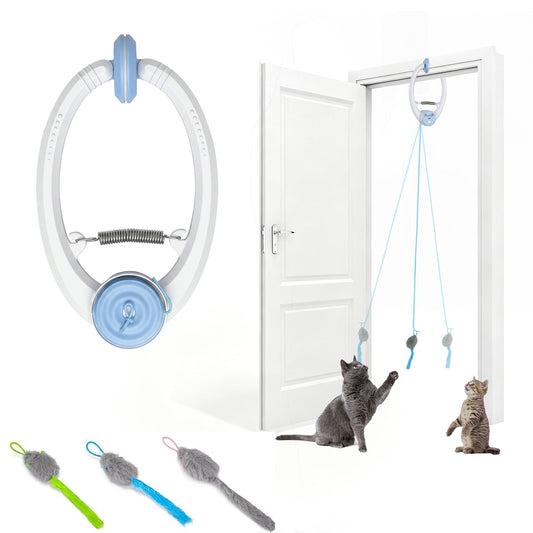 Interactive Cat Toys for Indoor Kittens & Adult, Smart Touch Automatic Cat Toy, USB Rechargeable Door Hanging Bouncing Mouse Teaser for Kitten Exercise and Enrichment