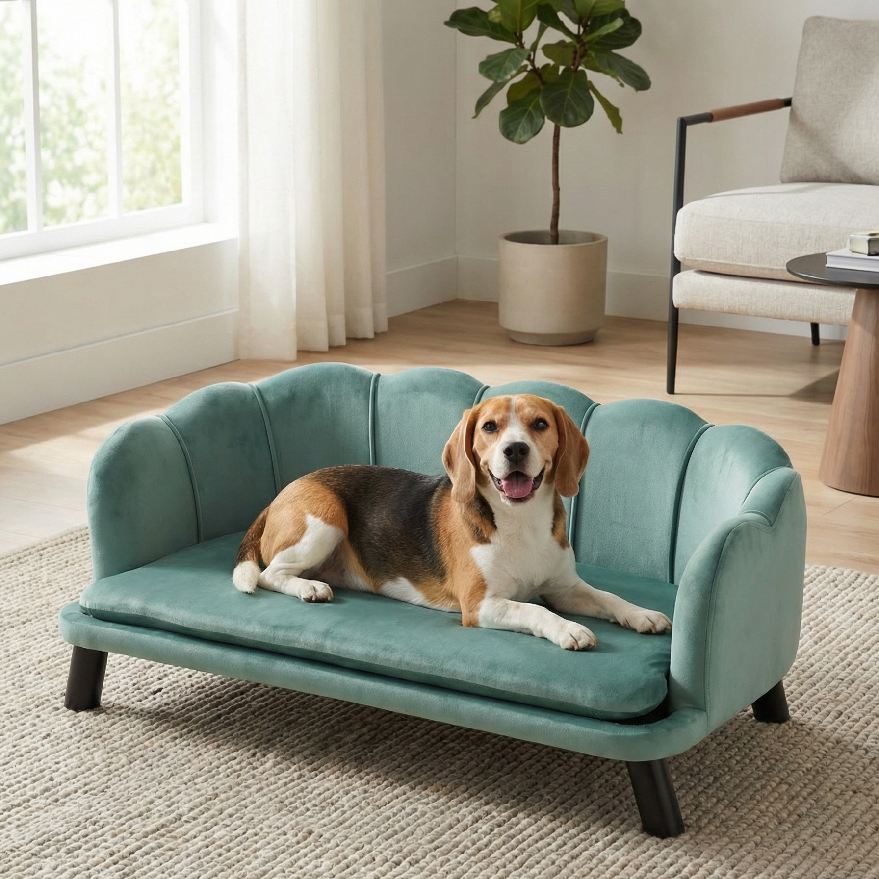 Pearl Design Dog Couch with Foam Cushion for Medium & Large Sized Dogs Green