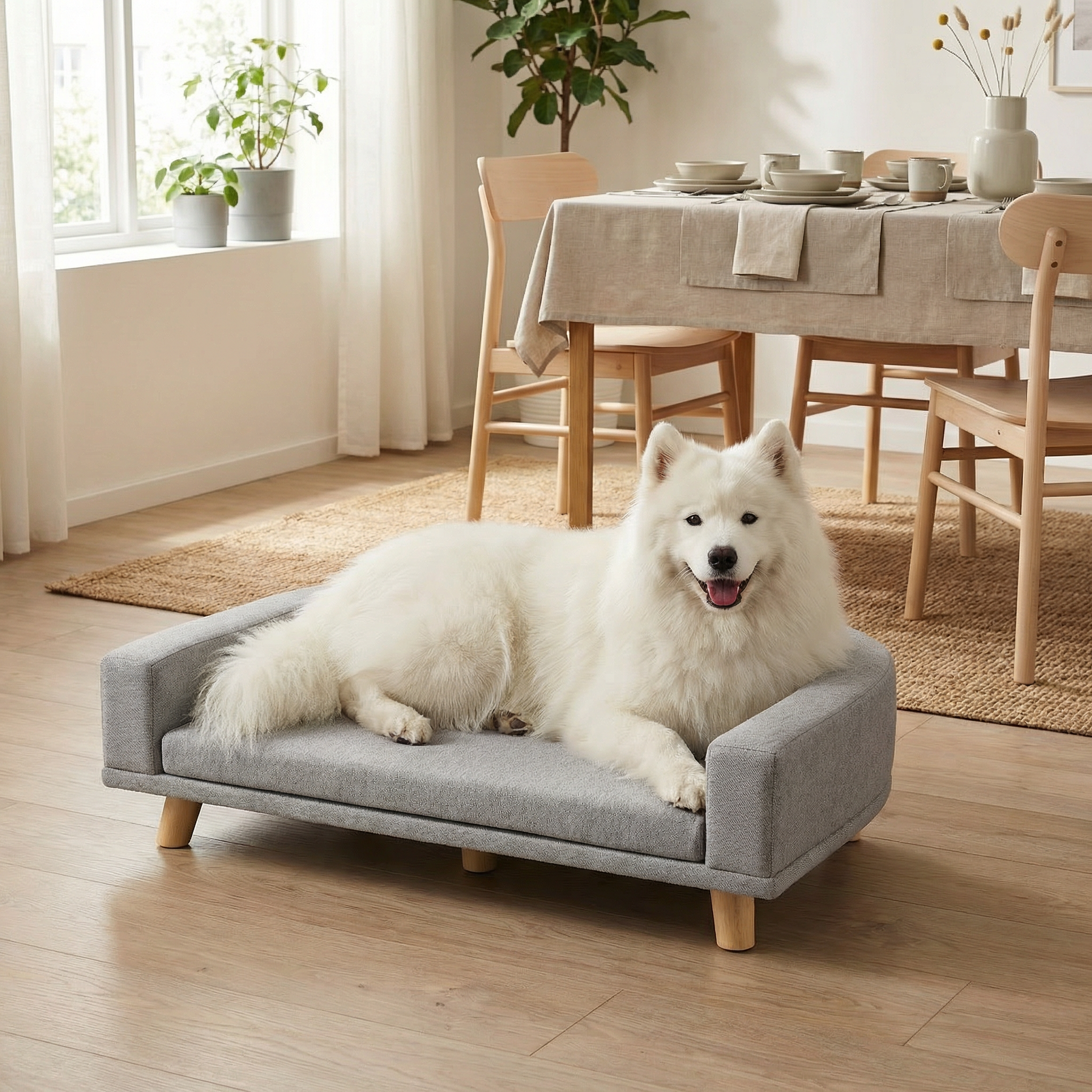 Pet Sofa Bed with Removable Top, Washable Cover, for Large Dogs & Cats, Gray