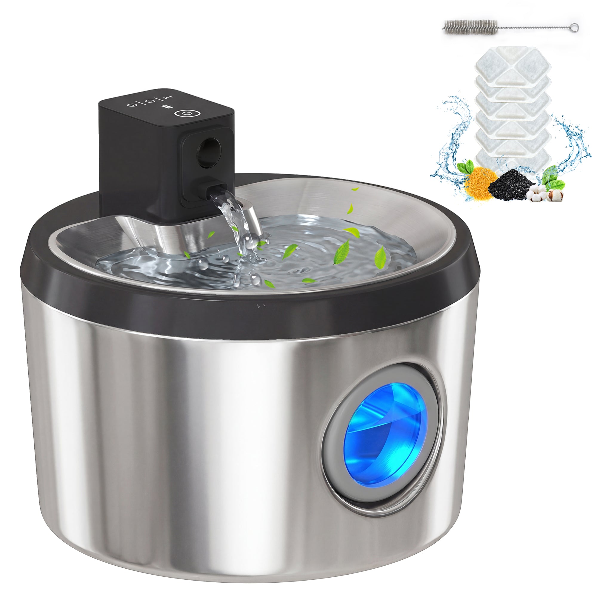 Wireless Cat Water Fountain for Drinking Stainless Steel, 4L/135oz Large Battery Operated Cat Fountain Cordless, Ultra-Quiet Pet Water Dispenser with Motion Sensor, 6 Filters, Rechargeable