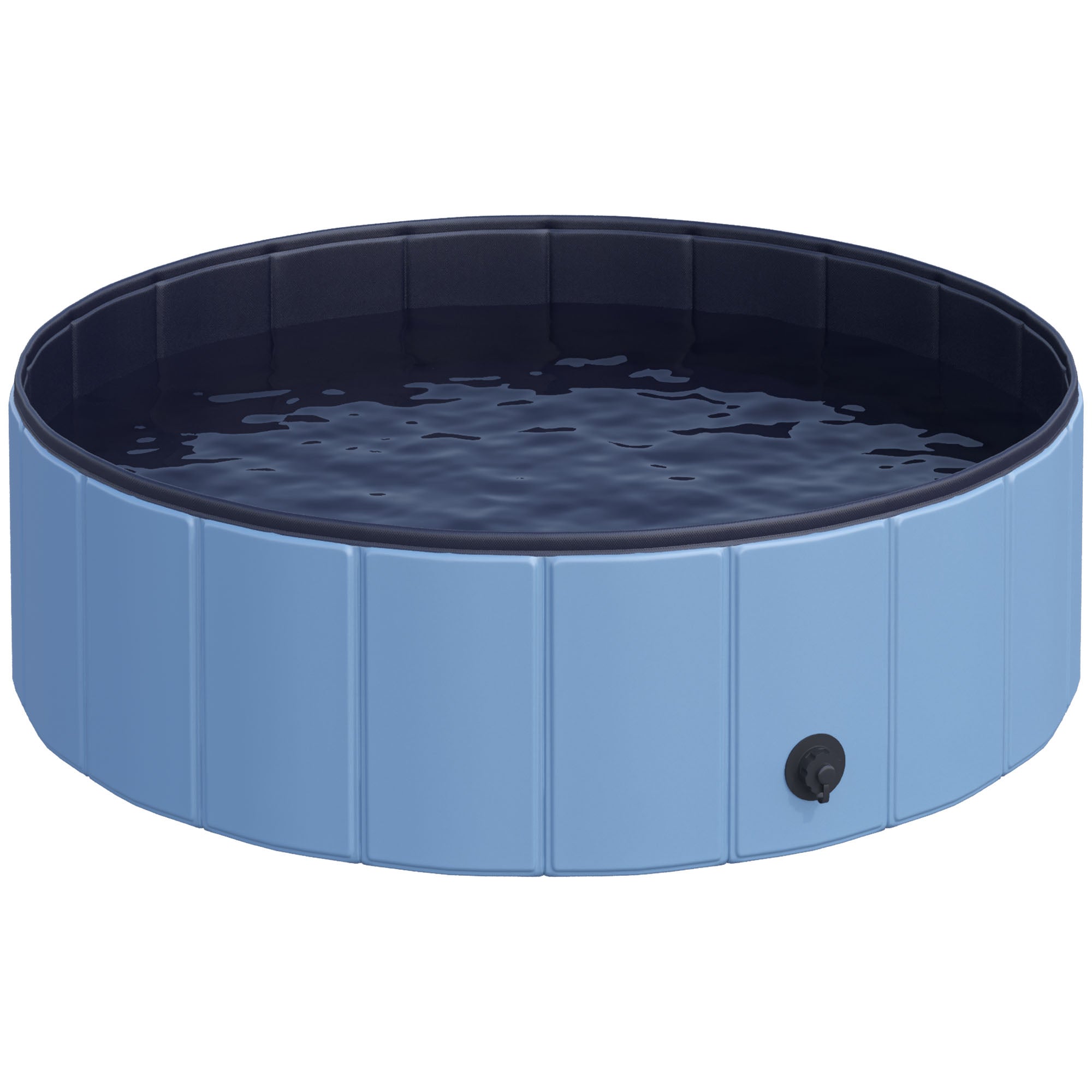 Dog Paddling Pool, Foldable Dog Pool, Leakproof & Hard Plastic, Portable Pet Bathtub with Non-Slip Base & Drainage Hole, for Indoors, Outdoors, Garden, Patio, 100 x 30 cm, Blue