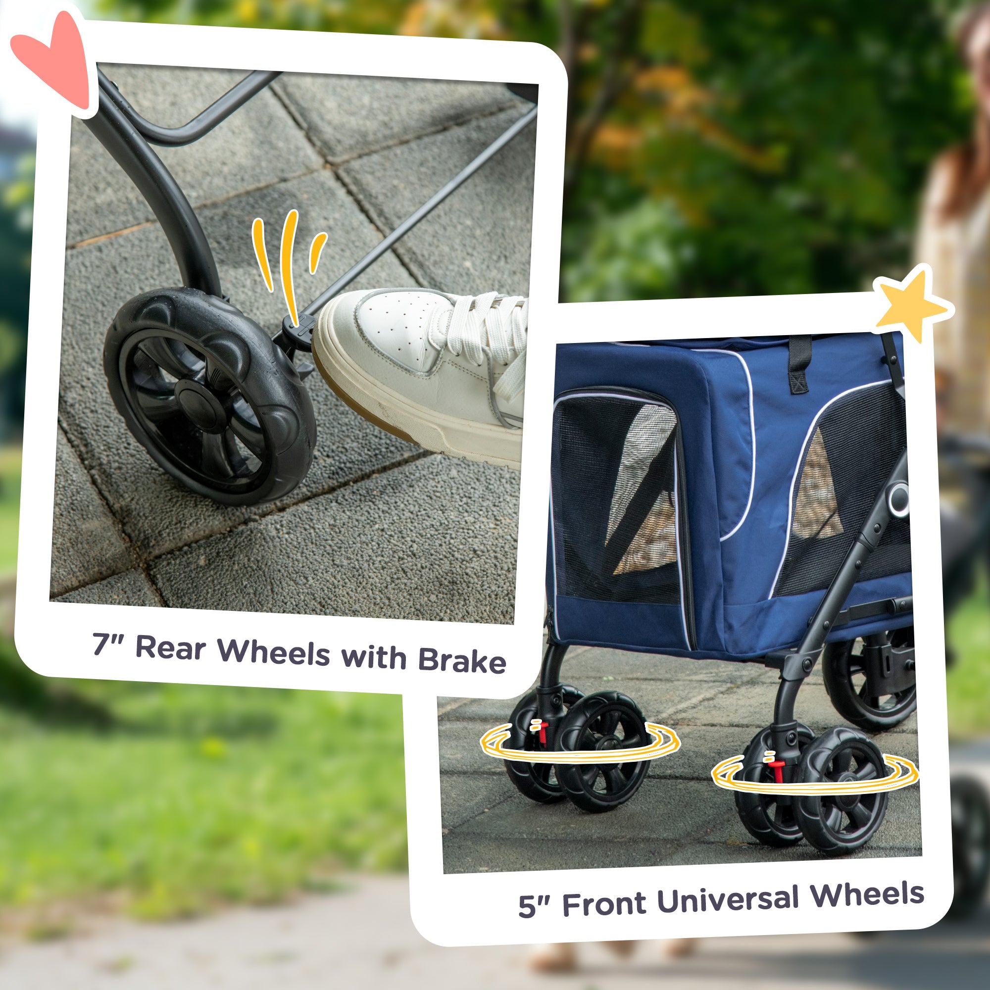PawHut 3-in-1 Double Pet Stroller With Removable Carriers - Foldable Travel Carrier For Small Dogs & Cats, Blue