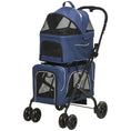 Load image into Gallery viewer, 3-in-1 Double Pet Stroller for Small Miniature Dogs Cats with Removable Carrier, Foldable Travel Carrier Bag, Car Seat, Blue
