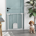 Load image into Gallery viewer, 30"-32" Extra Wide Pet Gate with Small Door, 30"H Dog Gate with Safety Gate Barrier, Stair Pressure Fit, Auto Close, Double Locking, for Doorways, Hallways, White
