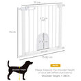 Load image into Gallery viewer, Dog Gate with Cat Flap Pet Safety Gate Barrier, Stair Pressure Fit, Auto Close, Double Locking, for Doorways, Hallways, 75-82 cm White
