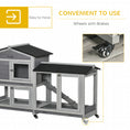 Load image into Gallery viewer, 62" Wooden Rabbit Hutch, Bunny Cage with Wheels, Run Box, Tray, Ramp for Small Animals, Guinea Pig, Indoor Outdoor Use, Light Grey
