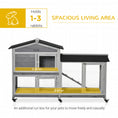 Load image into Gallery viewer, 62" Wooden Rabbit Hutch, Bunny Cage with Wheels, Run Box, Tray, Ramp for Small Animals, Guinea Pig, Indoor Outdoor Use, Light Grey
