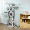 Charger l'image dans la visionneuse de la galerie, Cat Tree, 69" Cat Tower for Indoor Kittens, Multi-Level Tower with 2 Condos, Scratching Posts, 2 Hammocks, Perches, Pompoms for Multiple Kitties, Light Grey

