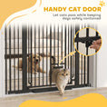 Load image into Gallery viewer, 53.1" Tall Pet Gate with Cat Door, 32"-42.5" Wide Adjustable Pressure Mounted Dog Gate for Doorways, Hallways, Stairs, Includes 2 Extensions, No Drilling, Black
