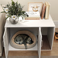 Load image into Gallery viewer, Cat Litter Box Enclosure, Hidden Cat Litter Box Furniture with Scratching Board, Cat House End Table Fit for Most Litter Box and Cats, 31.5" x 19" x 20", White
