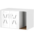 Load image into Gallery viewer, Cat Litter Box Enclosure, Hidden Cat Litter Box Furniture with Scratching Board, Cat House End Table Fit for Most Litter Box and Cats, 31.5" x 19" x 20", White
