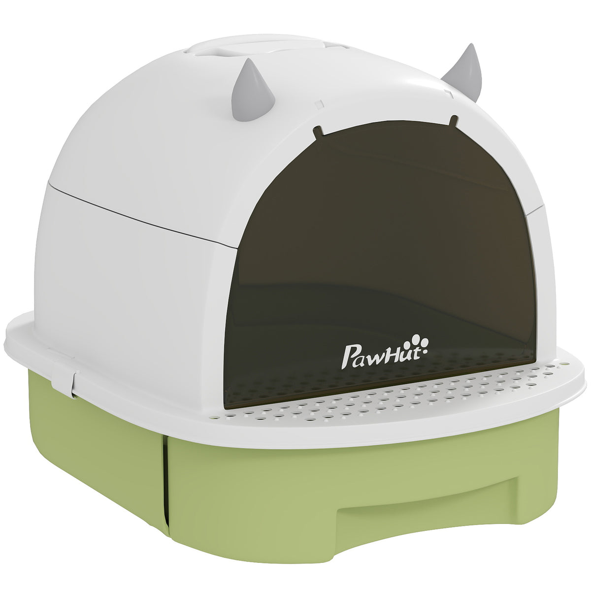 Cat Litter Tray with Lid, Enclosed Cat Litter Box with Pull-Out Drawer, Scoop, Deodorising Bags for Odour Control, Privacy, Portable, Easy to Clean, Green