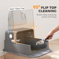 Load image into Gallery viewer, Stainless Steel Cat Litter Box with Flip Lid, XXL Enclosed Litter Box, High Sided, Step, Metal Scoop, 2 Deodorizing Bags, Easy Clean, Anti-Leak, Odor Control, for Multi & Big Cats, 28"x20"x18"
