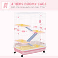 Load image into Gallery viewer, 45"H 4-Level Small Animal Cage Rabbit Hutch with Universal Lockable Wheels, Slide-Out Tray for Bunny, Chinchillas, Ferret, Pink
