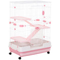 Load image into Gallery viewer, 45"H 4-Level Small Animal Cage Rabbit Hutch with Universal Lockable Wheels, Slide-Out Tray for Bunny, Chinchillas, Ferret, Pink
