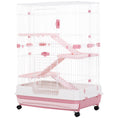 Load image into Gallery viewer, 45"H 4-Level Small Animal Cage Rabbit Hutch with Universal Lockable Wheels, Slide-Out Tray for Bunny, Chinchillas, Ferret, Pink
