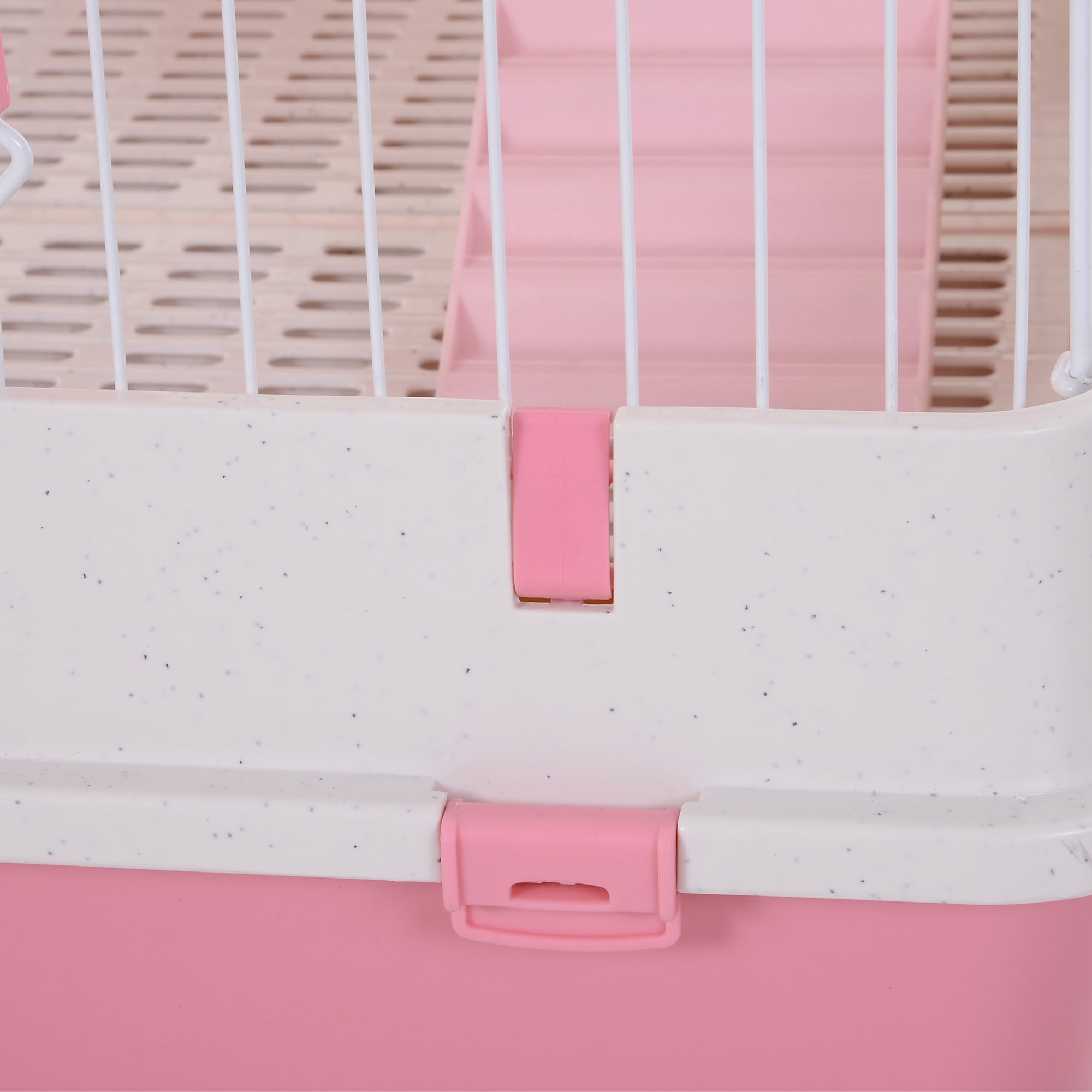 45"H 4-Level Small Animal Cage Rabbit Hutch with Universal Lockable Wheels, Slide-Out Tray for Bunny, Chinchillas, Ferret, Pink