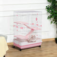 Load image into Gallery viewer, 45"H 4-Level Small Animal Cage Rabbit Hutch with Universal Lockable Wheels, Slide-Out Tray for Bunny, Chinchillas, Ferret, Pink

