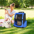 Load image into Gallery viewer, Pet Travel Backpack Bag Cat Puppy Dog Carrier w/ Trolley and Telescopic Handle Portable Stroller Wheel Luggage Bag (Blue)
