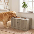 Load image into Gallery viewer, Elevated Dog Bowls with Storage Cabinet, Raised Dog Bowl Stand, Pet Feeding Station with Slow Feeder & Non-Slip, for Large Pets, Brown Wood Grain
