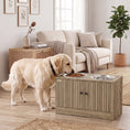 Load image into Gallery viewer, Elevated Dog Bowls with Storage Cabinet, Raised Dog Bowl Stand, Pet Feeding Station with Slow Feeder & Non-Slip, for Large Pets, Brown Wood Grain
