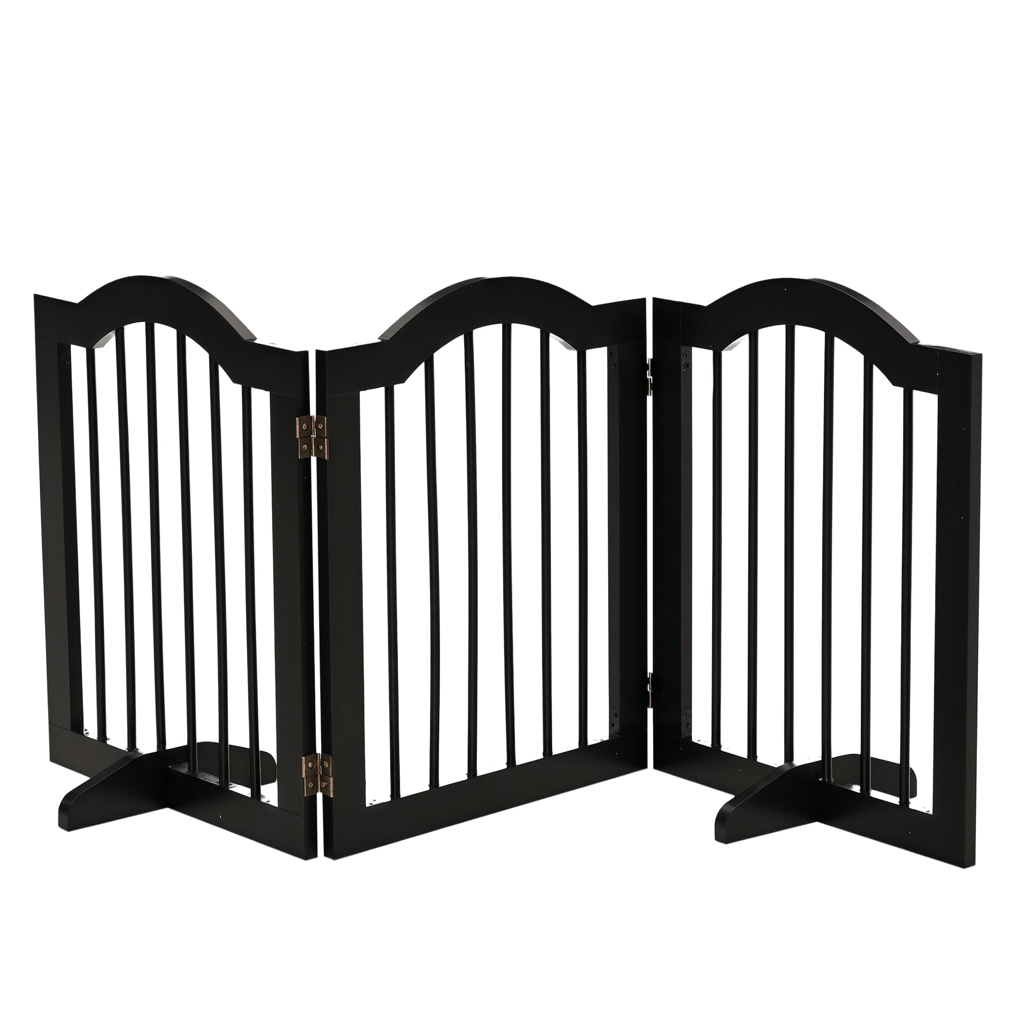 Freestanding Pet Gate Wooden Dog Gate with Support Feet Foldable Pet Fence Safety Barrier for the House Doorway Stairs Black