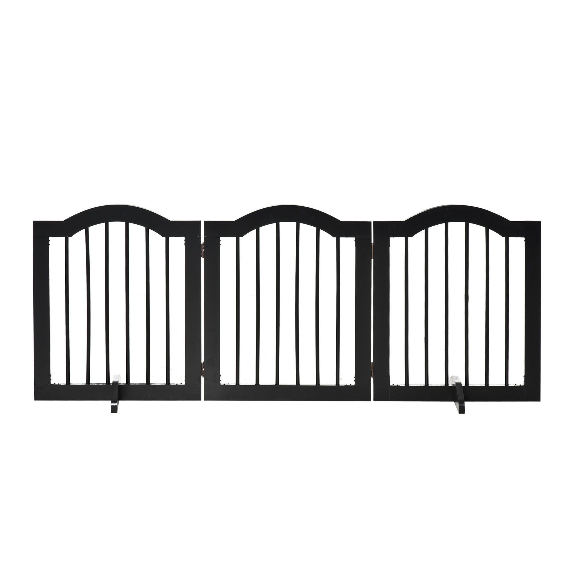 Freestanding Pet Gate Wooden Dog Gate with Support Feet Foldable Pet Fence Safety Barrier for the House Doorway Stairs Black