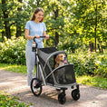 Load image into Gallery viewer, Dog Stroller, Pet Stroller for Small and Medium Dogs, Foldable Puppy Pram Pet Pushchair with 2 Big Wheels, Shock-Absorbing Frame, Seat Leashes, Brakes, Maximum Load 20 kg, Grey

