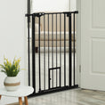 Load image into Gallery viewer, 41"H Dog Gate with Cat Door, Pet Gate with Small Door, Easy Open Indoor Dog Gates for Doorways, House, Stair, 29"-32" Long, Black
