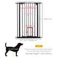 Load image into Gallery viewer, 41"H Dog Gate with Cat Door, Pet Gate with Small Door, Easy Open Indoor Dog Gates for Doorways, House, Stair, 29"-32" Long, Black
