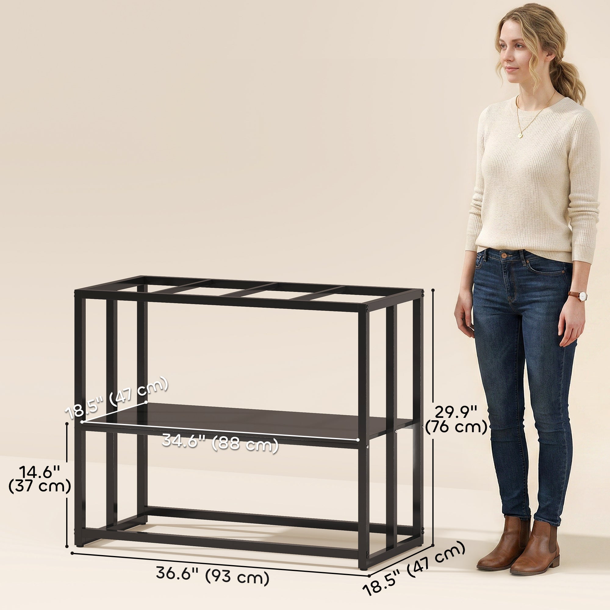 40 Gallon Fish Tank Stand, Heavy Duty Aquarium Stand with Storage Shelf, Adjustable Feet, for Home Office, 36.6" L x 18.5" W x 29.9" H, Black