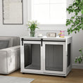 Load image into Gallery viewer, Dog Crate Furniture, 39" Dog Kennel End Table with Sliding Barn Door, Furniture Style Dog Cage for Large Dogs, White
