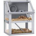 Load image into Gallery viewer, Wooden Hamster Cage, 3 Tier Gerbil Cage with Detachable 32cm Deep Bottom, Hut, Seesaw, Exercise Wheel, Ramps, Light Grey
