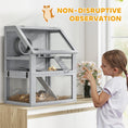 Load image into Gallery viewer, Wooden Hamster Cage, 3 Tier Gerbil Cage with Detachable 32cm Deep Bottom, Hut, Seesaw, Exercise Wheel, Ramps, Light Grey
