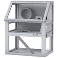 Load image into Gallery viewer, Wooden Hamster Cage, 3 Tier Gerbil Cage with Detachable 32cm Deep Bottom, Hut, Seesaw, Exercise Wheel, Ramps, Light Grey
