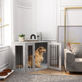 Load image into Gallery viewer, 2 in 1 Dog Crate Furniture, Side Table Dog Kennel with Cushion, Large Door, for Large Dogs - Grey
