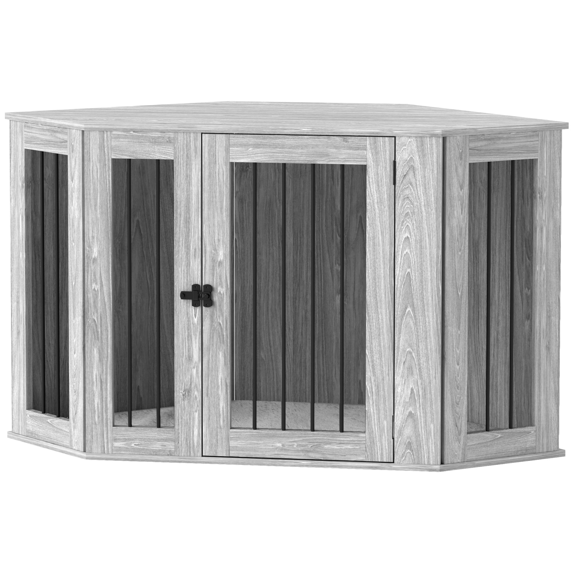 2 in 1 Dog Crate Furniture, Side Table Dog Kennel with Cushion, Large Door, for Large Dogs - Grey