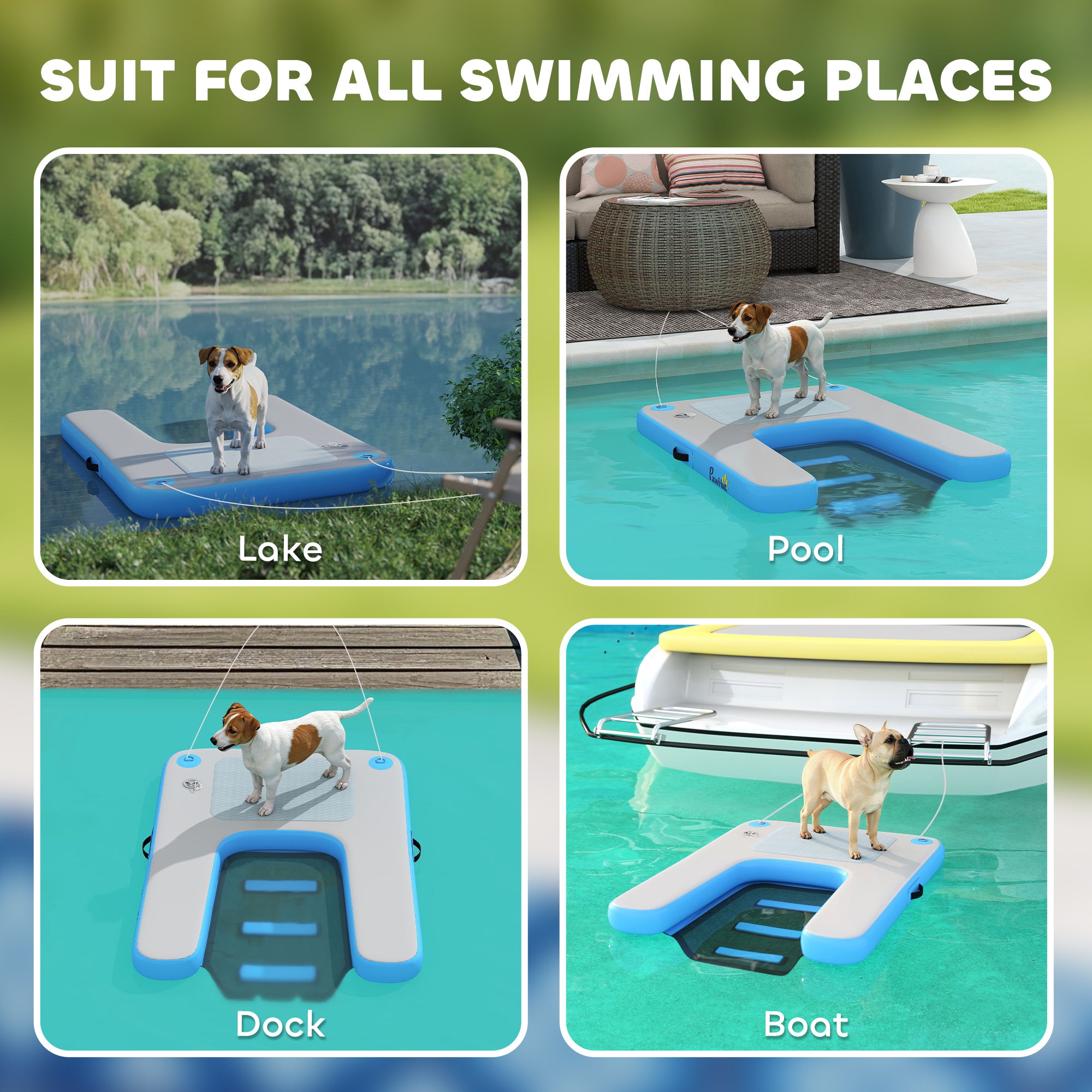 Dog Water Ramp Floating Water Ladder Step for Swimming Pets Up to 198 lbs, Non-Slip Dog Boat Ramp for Pool, Lake, Boat, Dock