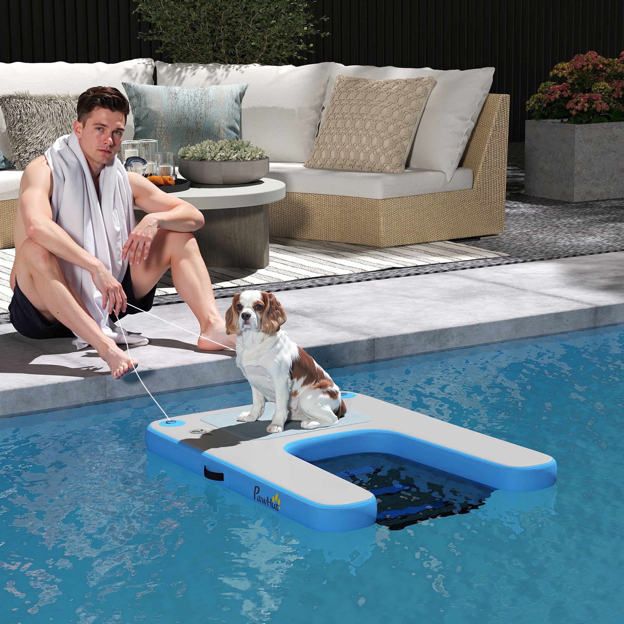 Dog Water Ramp Floating Water Ladder Step for Swimming Pets Up to 198 lbs, Non-Slip Dog Boat Ramp for Pool, Lake, Boat, Dock