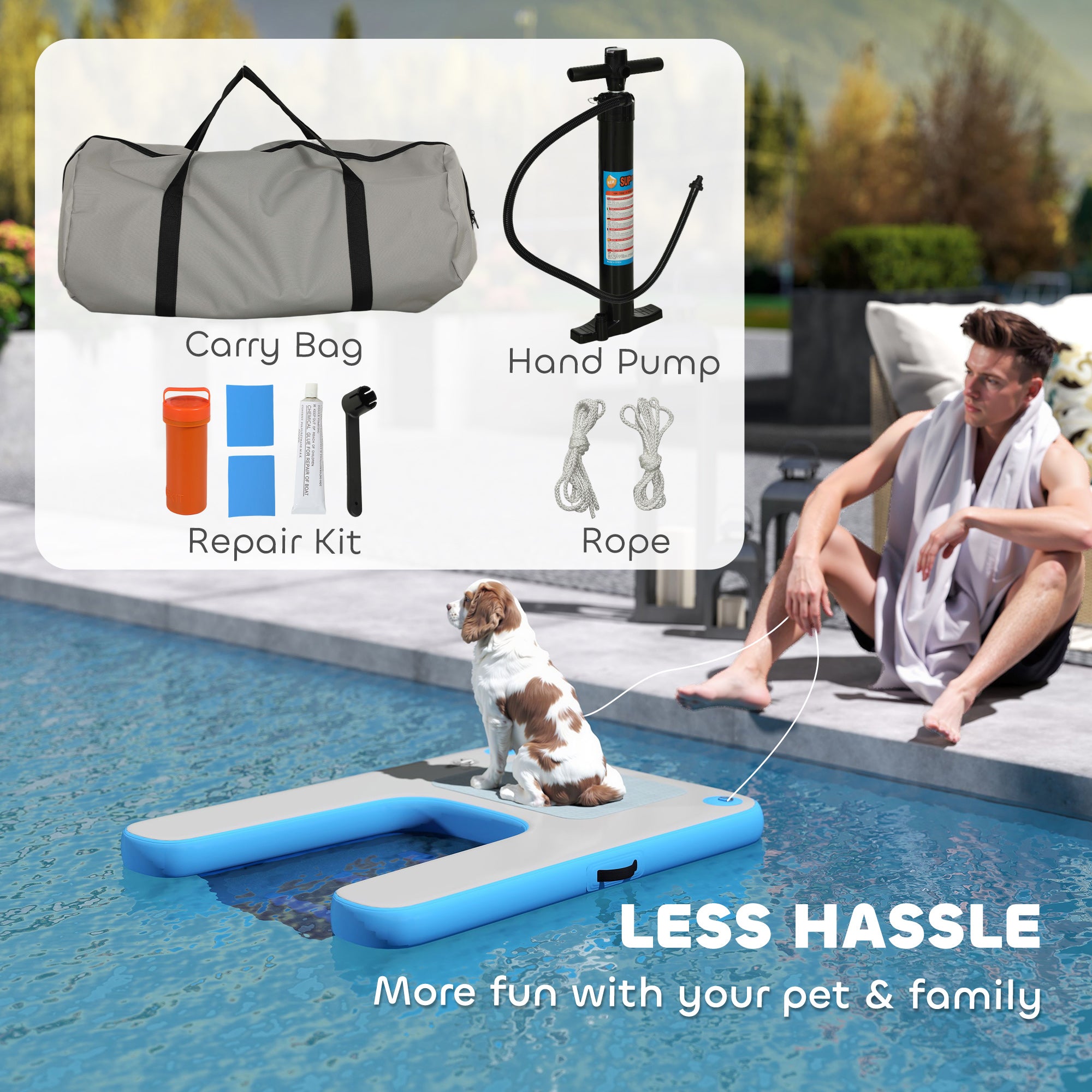 Dog Water Ramp Floating Water Ladder Step for Swimming Pets Up to 198 lbs, Non-Slip Dog Boat Ramp for Pool, Lake, Boat, Dock