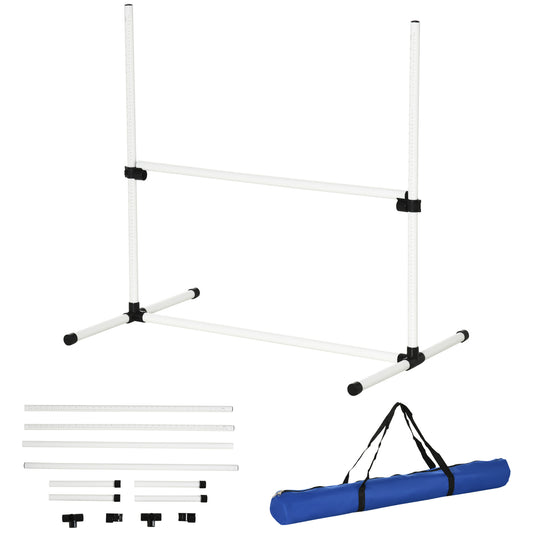 Dog Agility Equipment Training Height Adjustable Jumps Hurdle 4 Pieces with Carrying Bag for Outdoor, White